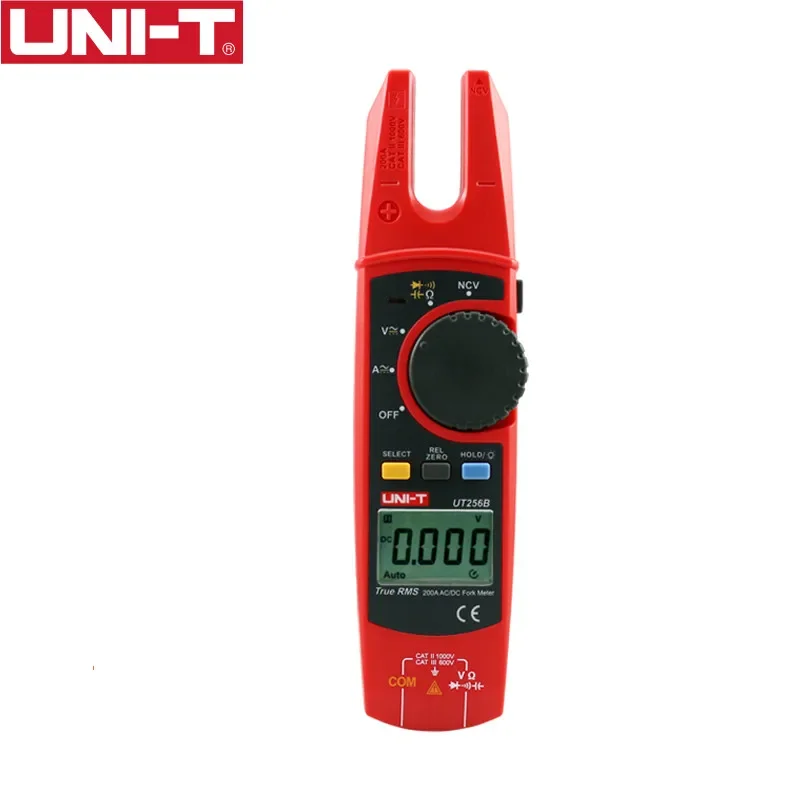 Imagem -02 - Uni-t Ut256b Digital Verdadeiro Rms Garfo Multímetro Automático 200a ac dc Corrente Braçadeira Medidores Ncv Testador Voltímetro Ohm Tampa Faixa Automática Mais