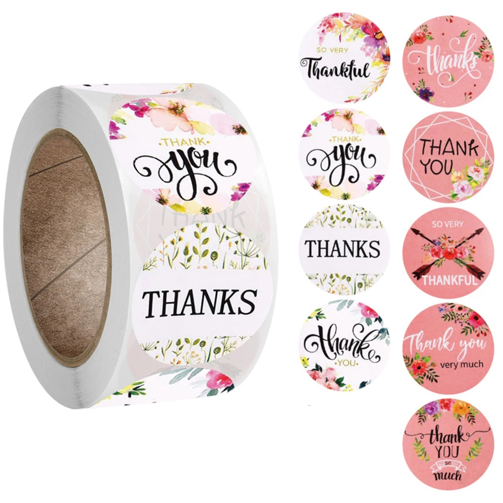 100-500pcs Thank You Stickers Seal Labels Scrapbook Handmade Sticker Circle Stationery Food Hand Made Deco for Envelope Gift