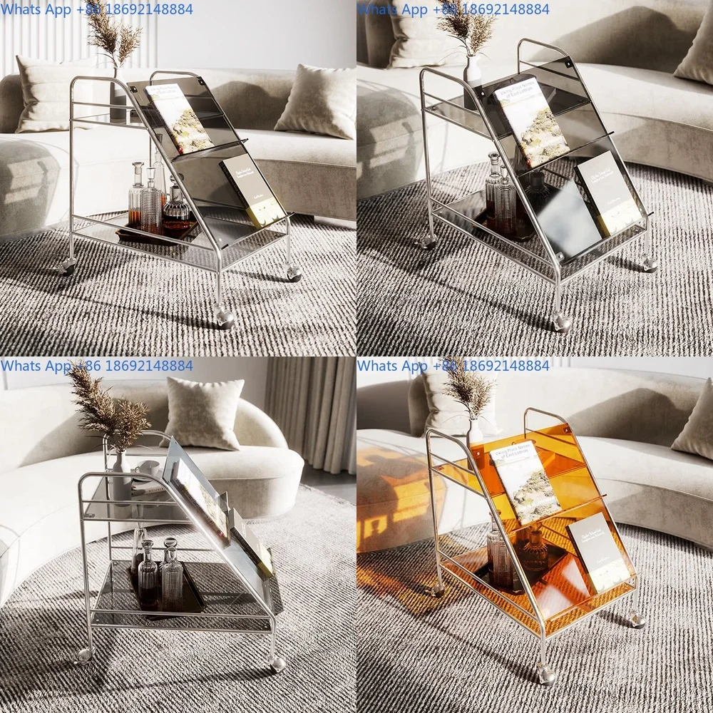 

Vintage Style Acrylic Side Table for Living Room Mobile Cart Sofa Corner Table