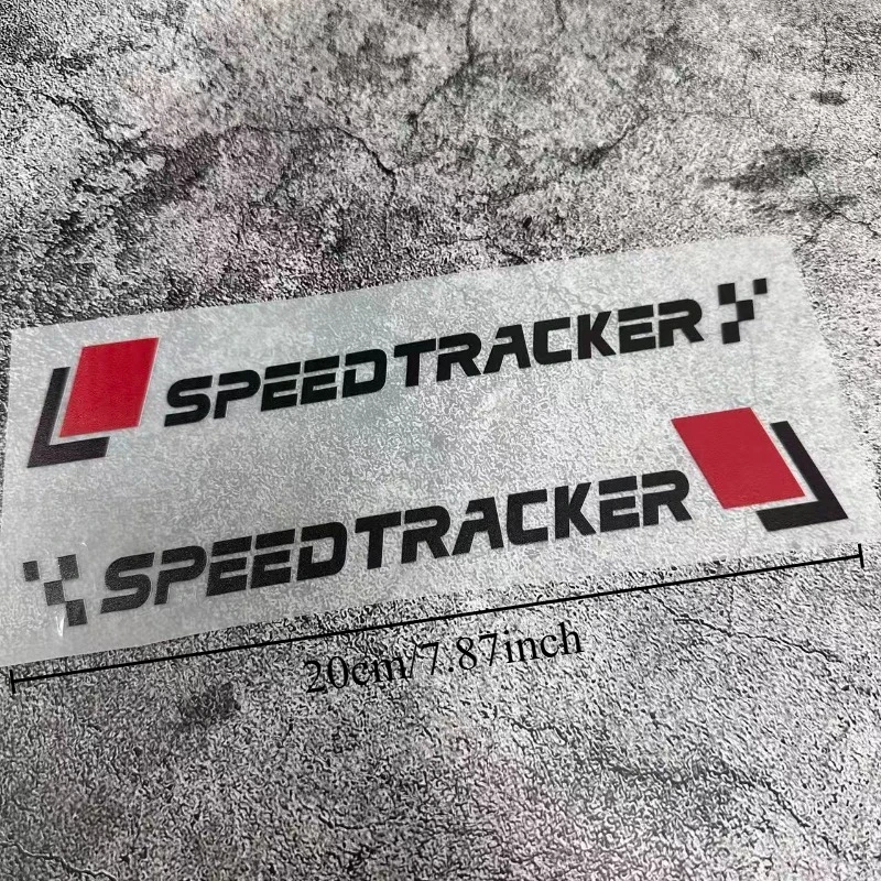 Speed Tracker Helmet Vinyl Sticker, Waterproof Scratch Resistant PVC with Black Red Accents, Motorcycle Helmet Accessories Decal
