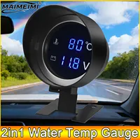 Medidor de temperatura del agua AD, Sensor de temperatura Digital Led redondo para coche y camión, 10MM, Temperatura Moto + voltímetro, medidor de voltaje 2 en 1 12V