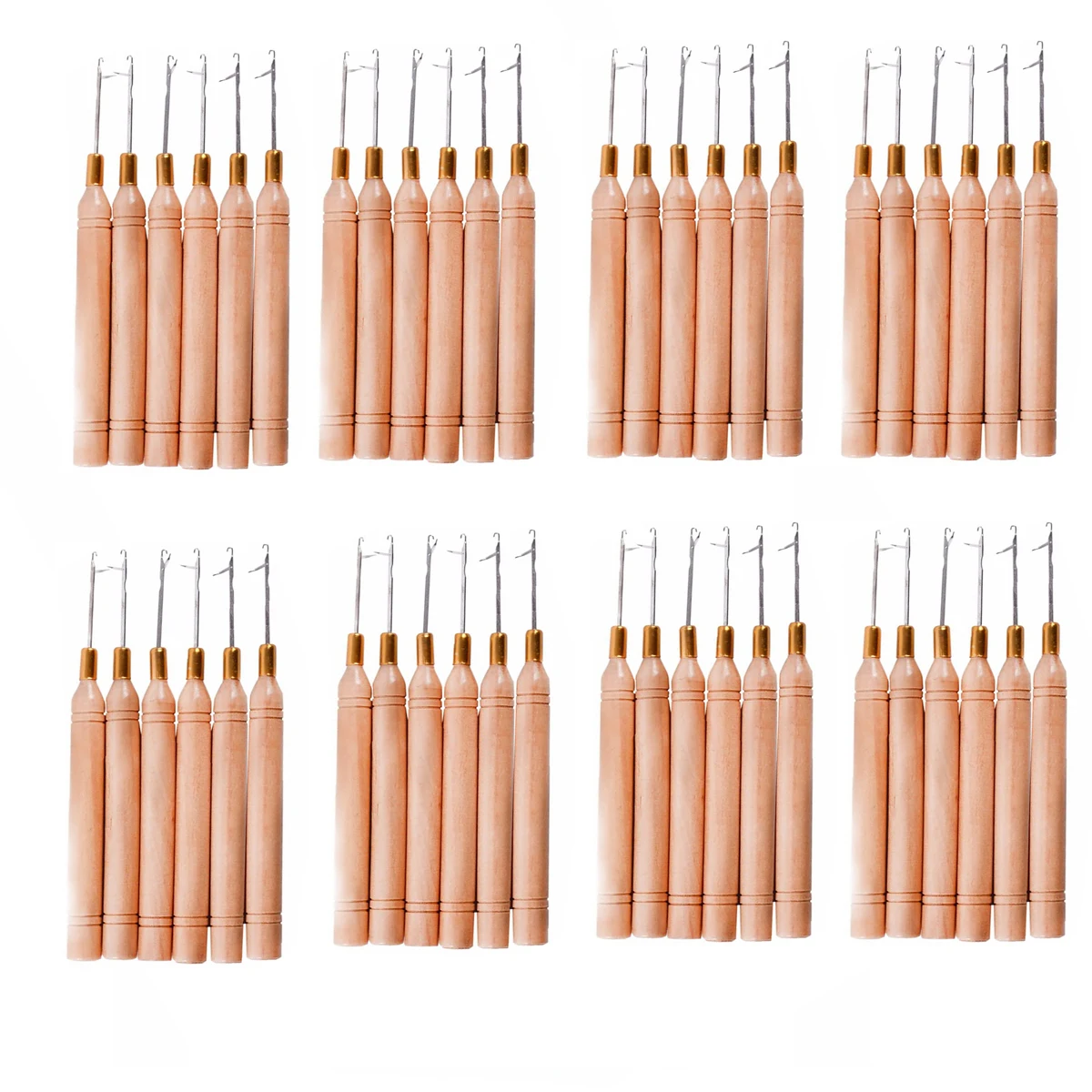 48  pieces per lot,  Micro Ring Hair Extension Wooden Pulling Needle Threader Feather Hook Tool+Free shipping