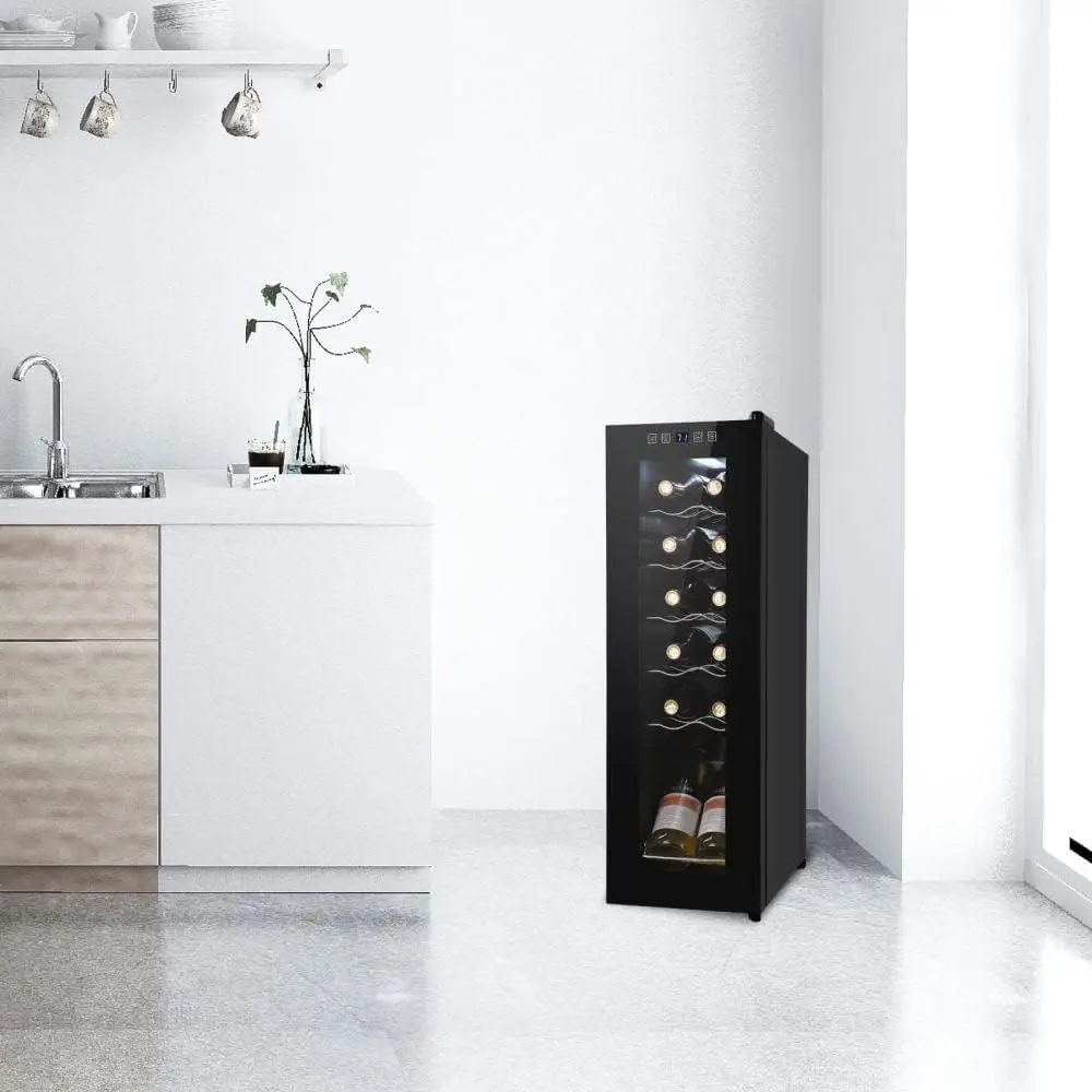 Compact Under Counter Wine Cooler Silent Compressor Digital Temperature Control Freestanding Wine Refrigerator Lockable Soft LED