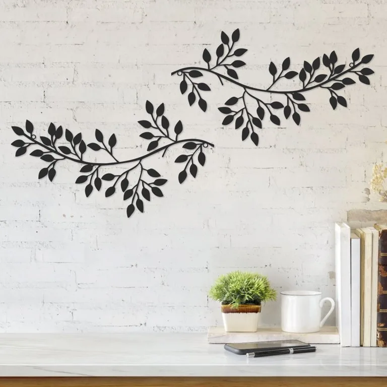 Metal Wall Art Leaf Wall Decoration Vine Olive Tree Branches Leaf Pendant Wall Decoration Wrought Iron