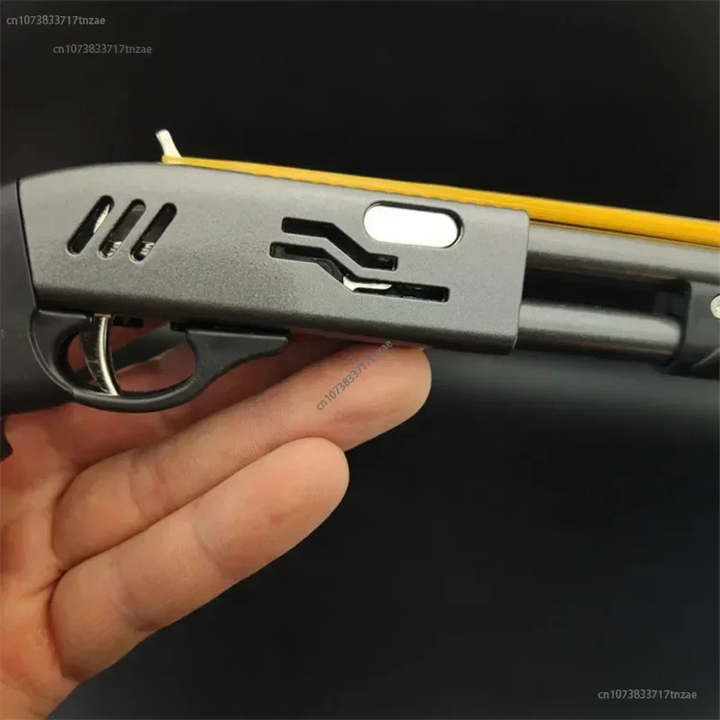 2024 Newest Mini Rubber Band Shot Gun 8 Shot Leather Band Gun Alloy Model Pistol Collection Toy Gift Shot Soft Bullet Fake Gun