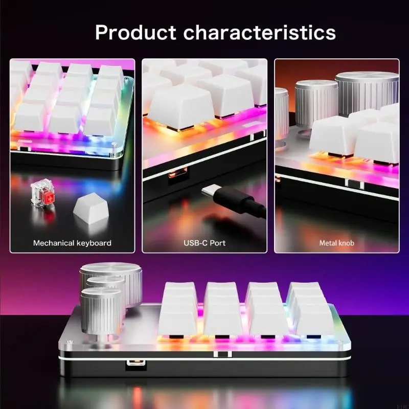 

Одноручная макропрограммируемая клавиатура, мини-механическая клавиатура с 16 клавишами и 3 ручками