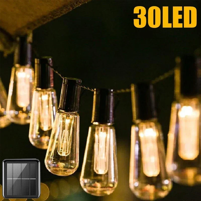 

LED Solar String Lights IP65 Waterproof Outdoor Christmas Decoration Bulb Retro Holiday Garland Garden Furniture Fairy Lamp