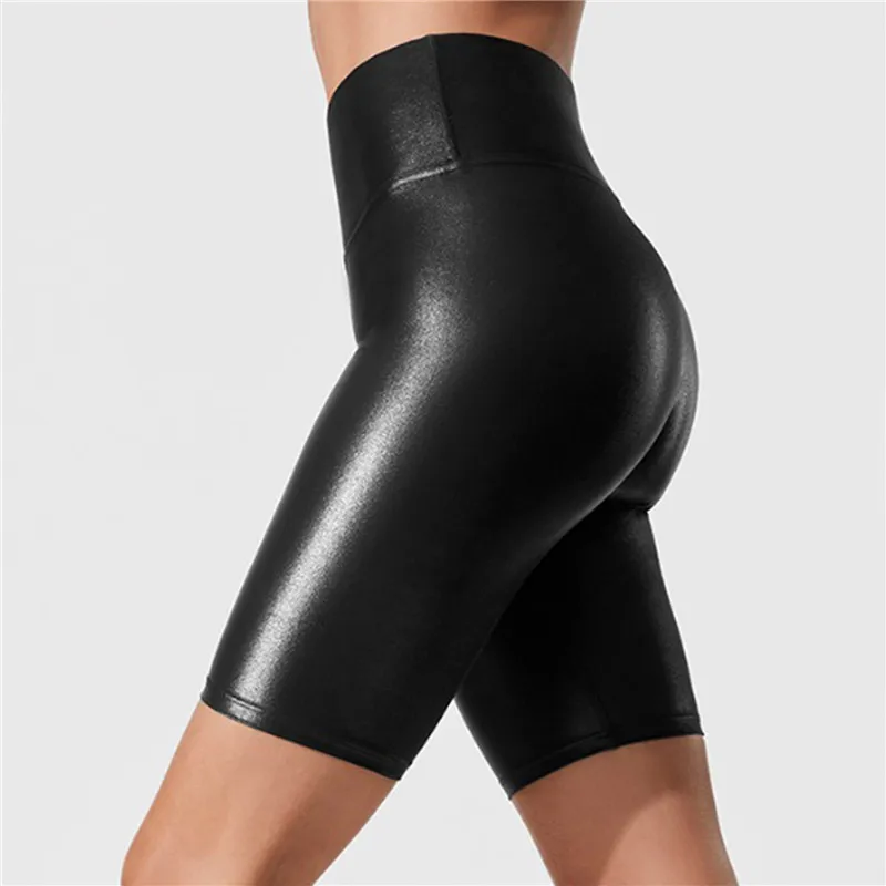 Women High Waist Faux Leather Shorts Sexy Slim Solid Black Summer Short Pants Casual Fashion Elastic PU Shorts