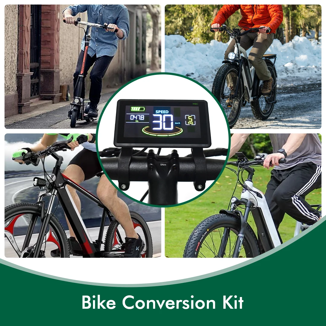 Compteur d'affichage LCD coloré pour vélo électrique, affichage intelligent Ebike avec USB UART, prise de connexion étanche SM, 24V-60V, H6C