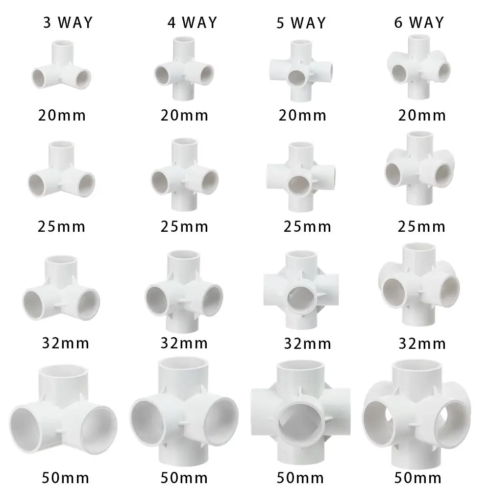 Indoor Water Pipes Stereoscopic 3 WAY 4 WAY 5 WAY 6WAY Water Pipe Connector Pipe Connector PVC