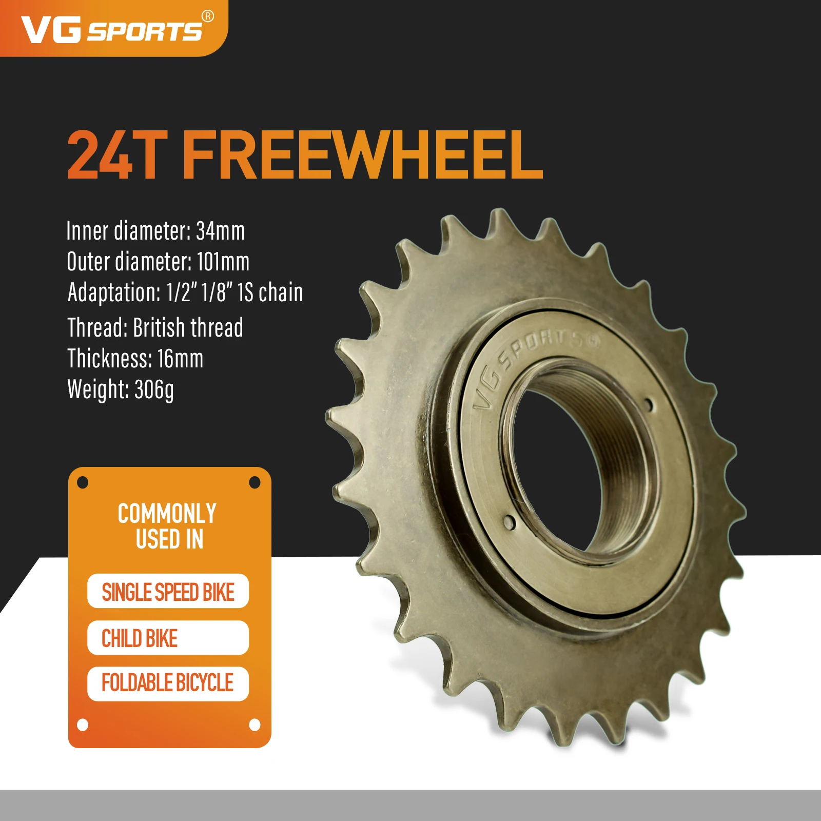 1pc VG Sport 16T/18T/20T/22T/24T 34MM Single Speed Fahrrad Freilauf Kettenrad Teil für BMX 1 Geschwindigkeit Cog Getriebe Fahrrad Zubehör