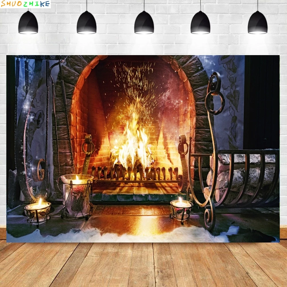 Fondo fotográfico invierno moderno lujo chimenea sala de estar fuego ardiente Interior fondos fotográficos sesión fotográfica estudio fotográfico