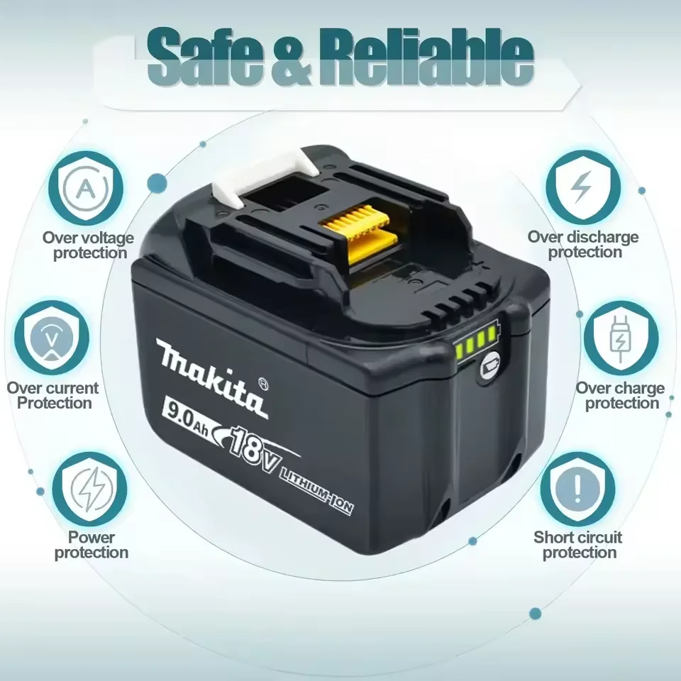 

100%Makita original 18V 9.0Ah large-capacity tool battery,and the lithium battery replaces LXT BL1860B BL1860 BL1850Equal model.