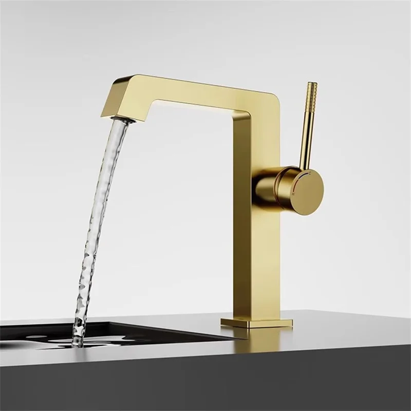 Brushed Gold Bathroom Mixer Brass Basin Faucets Hot & Cold Sink Tap Single Handle Deck Mounted New Arrival Crane Chrome/Gun Grey