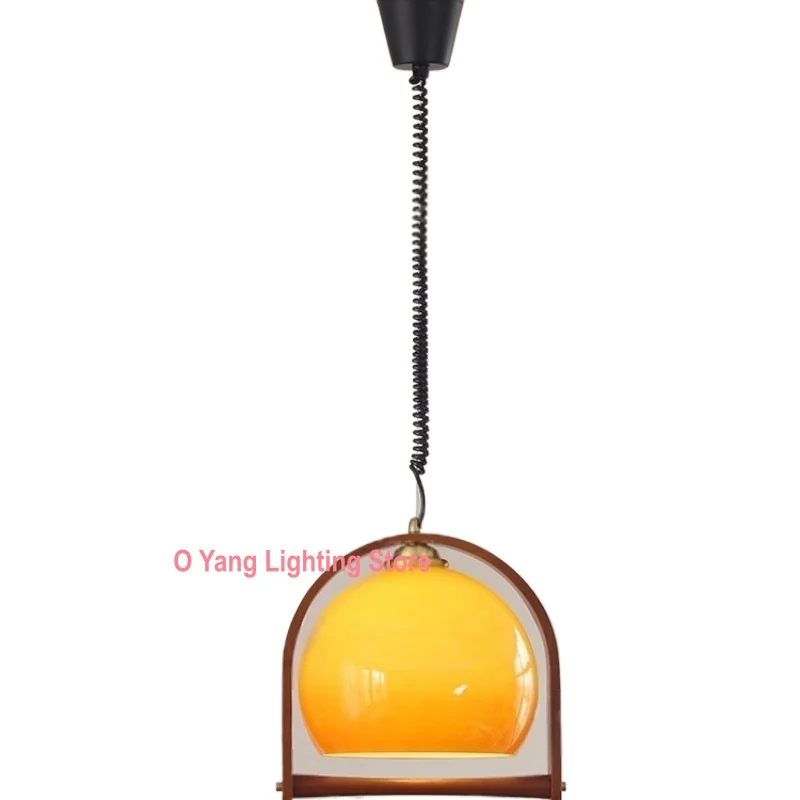 Wabi-sabi Style Sunrise Restaurant Pendant Modern Simple Creative Solid Wood Designer Scalable Glass Table Light Including Bulbs - view 6