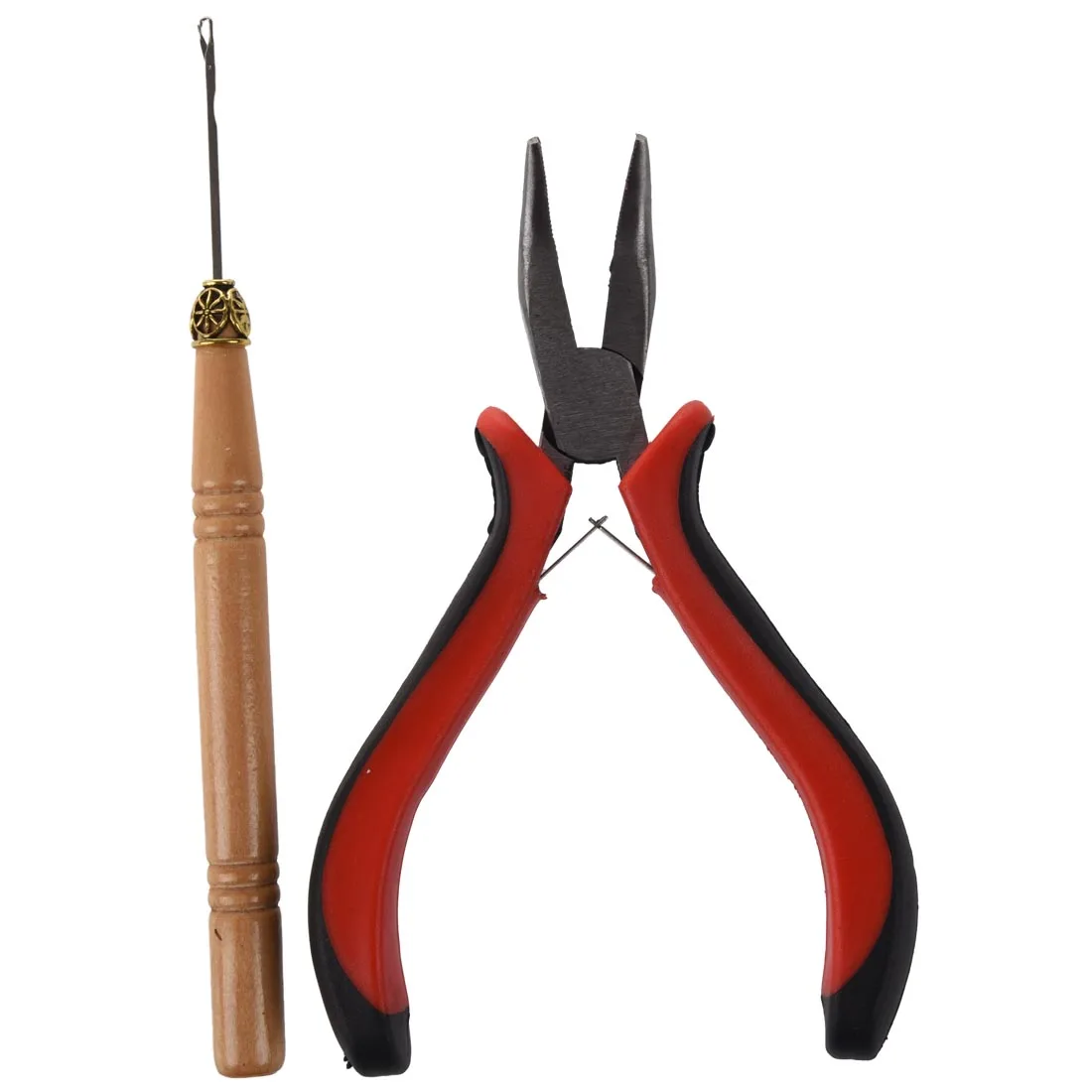 

M04K Stick Hair Extension Straight Pliers & Needle Drag Hook Tool For Mini Rings