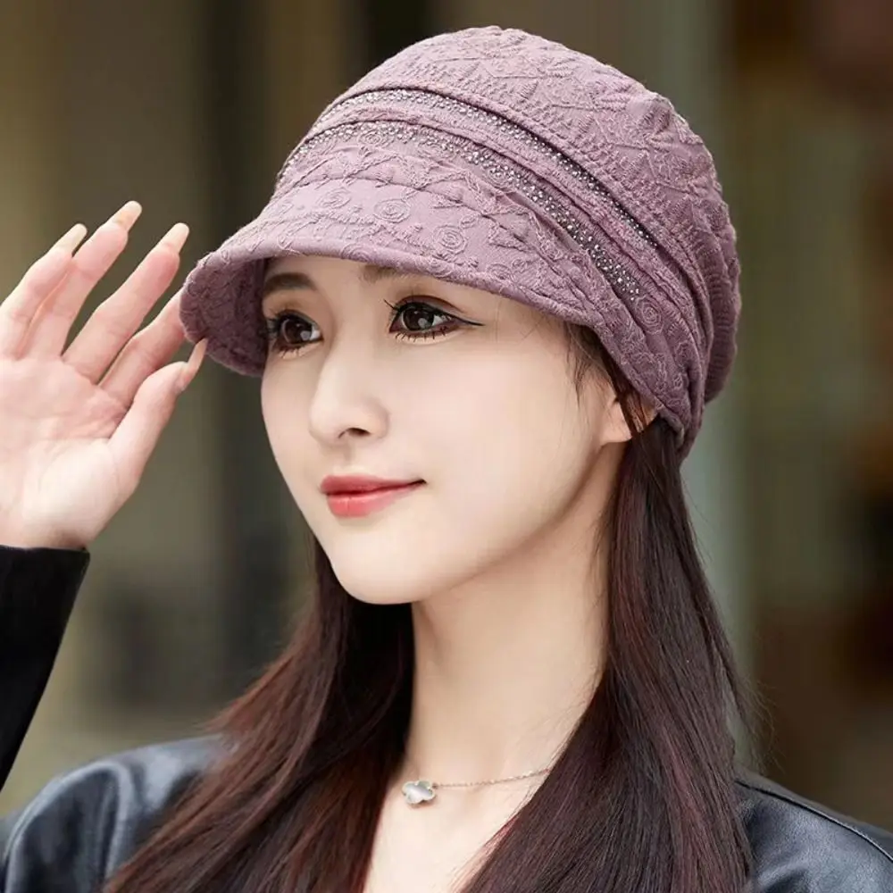 꽃무늬 비니 모자 통기성 자수 여성 야구 모자 캐주얼 헤드스카프 랩 터번 비니 모자 가을 여름용