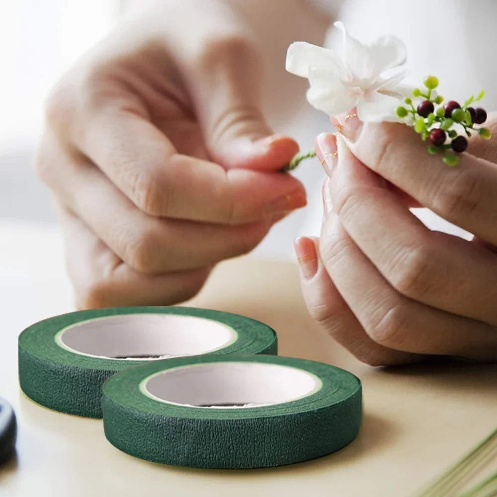 20M/Roll Floral Tape Florist Green Tapes for Artificial Flower Bouquet Stamen Wrapping 7mm Elastic Paper Home DIY Flower Decor