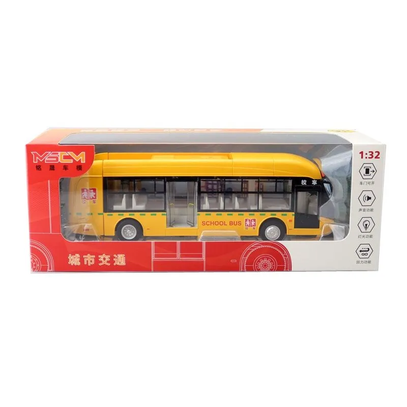 子供用合金おもちゃモデル電気バス,1:32シミュレーション,観光,バス,音