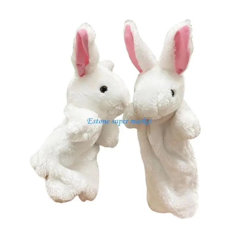 

090B Bunnies Hand Puppet Set with Working Mouth Animal Plush Toy for Show Theater,Birthday Gift Easters Basket Stuffers