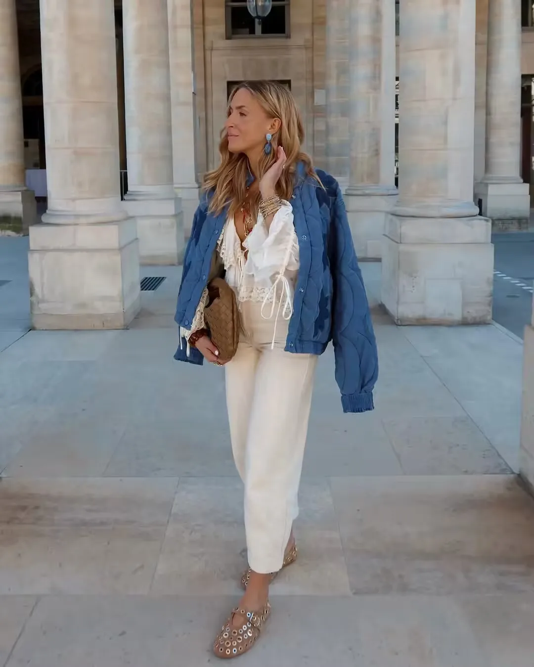 

Осень 202, женская стеганая куртка с цветочной вышивкой, пальто с воротником-стойкой и длинным рукавом, повседневная винтажная верхняя одежда