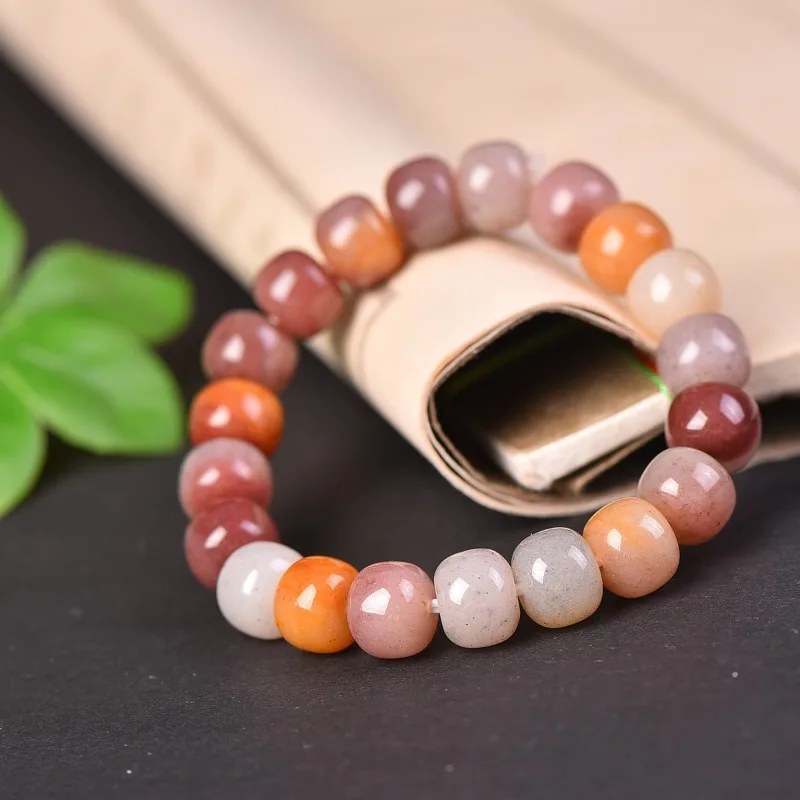 

Новый натуральный изысканный золотой шелковый нефритовый браслет из старых бусин, универсальный