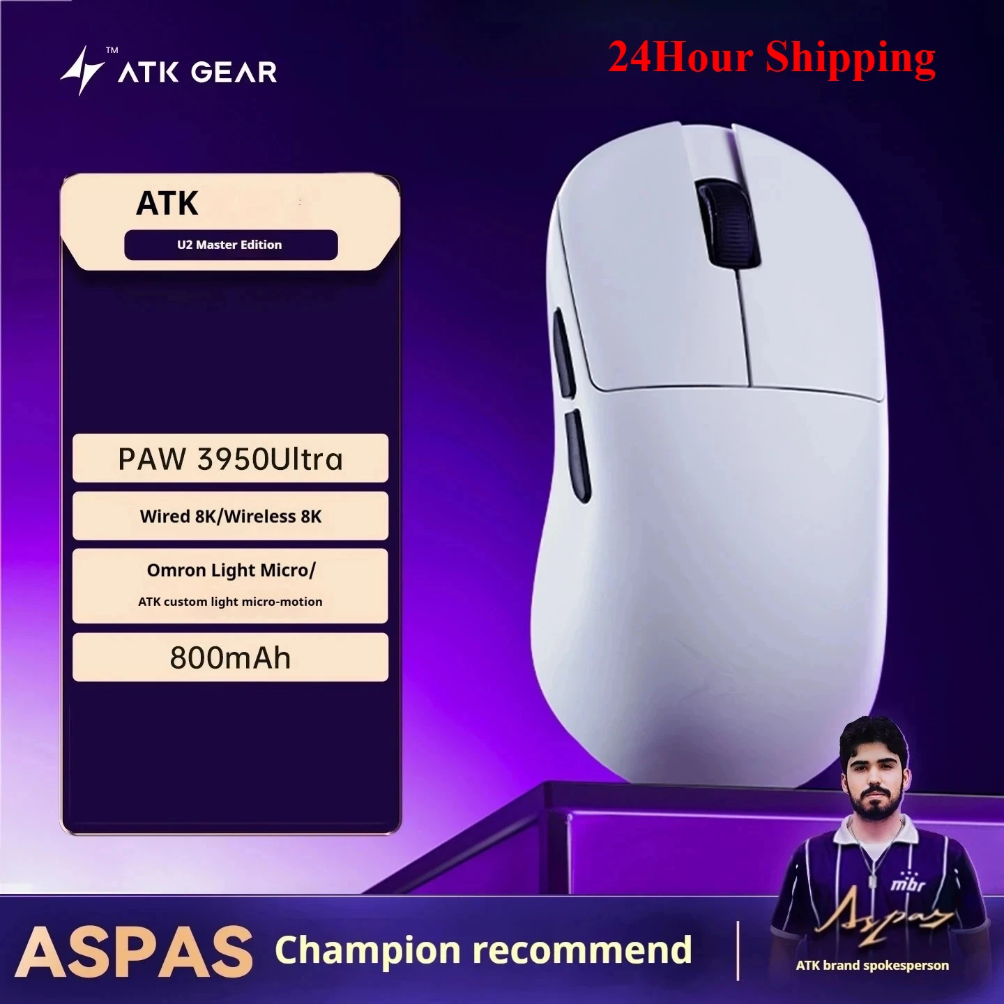 NEW ATK BlazingSky U2 INSTOCK PAW3950 8k Wireless Gaming Mouse 3mode Ultra Double 44g Lightweight E-sport Mouse Custom Accessory