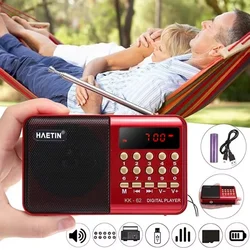 Portable Mini FM Radio Rechargeable Wireless Speaker Support USB TF MP3 Handheld Audio Player Compact Gift for Elderly