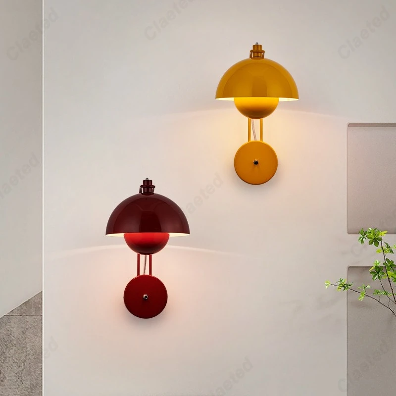 

Европейская креативная простота, светодиодный настенный светильник в виде гриба, прикроватная лампа для спальни, отель, гостиная, коридор, крыльцо, декоративное освещение