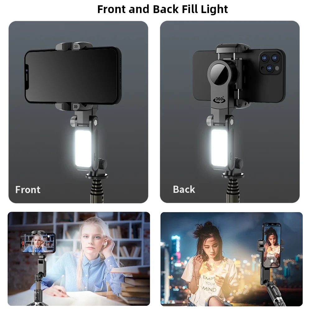 Desktop Handheld Gimbal Stabilizer Fill Light Selfie Stick Tripod Wireless Remote Portable Phone Stand Holder for Cell Phone