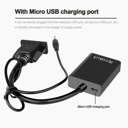 Full HD 1080P VGA To HDMI-Compatible Converter Adapter Cable With Audio USB Power Supply With Micro USB Charging Port