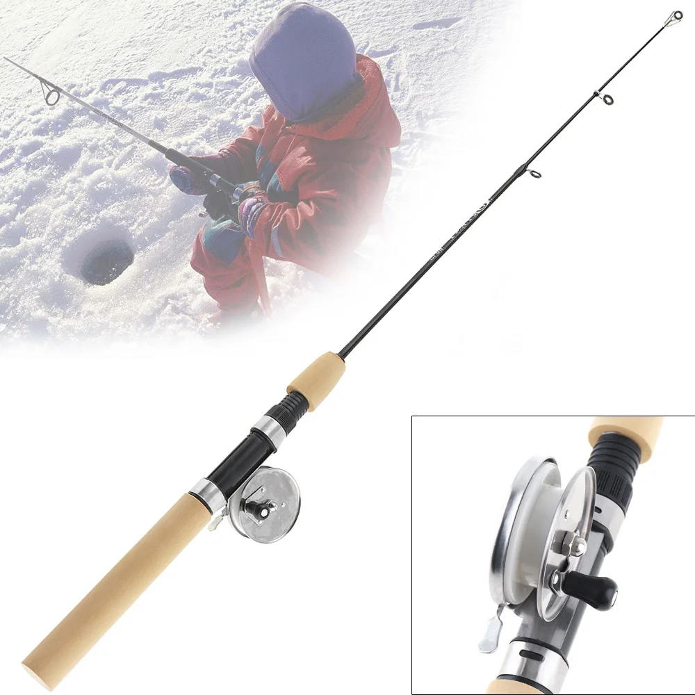 

EVA Handle Portable Telescopic Ultra Short 32-80cm Ice Fishing Rod Shrinkable Winter Fishing Pole with Ice Fishing Reel