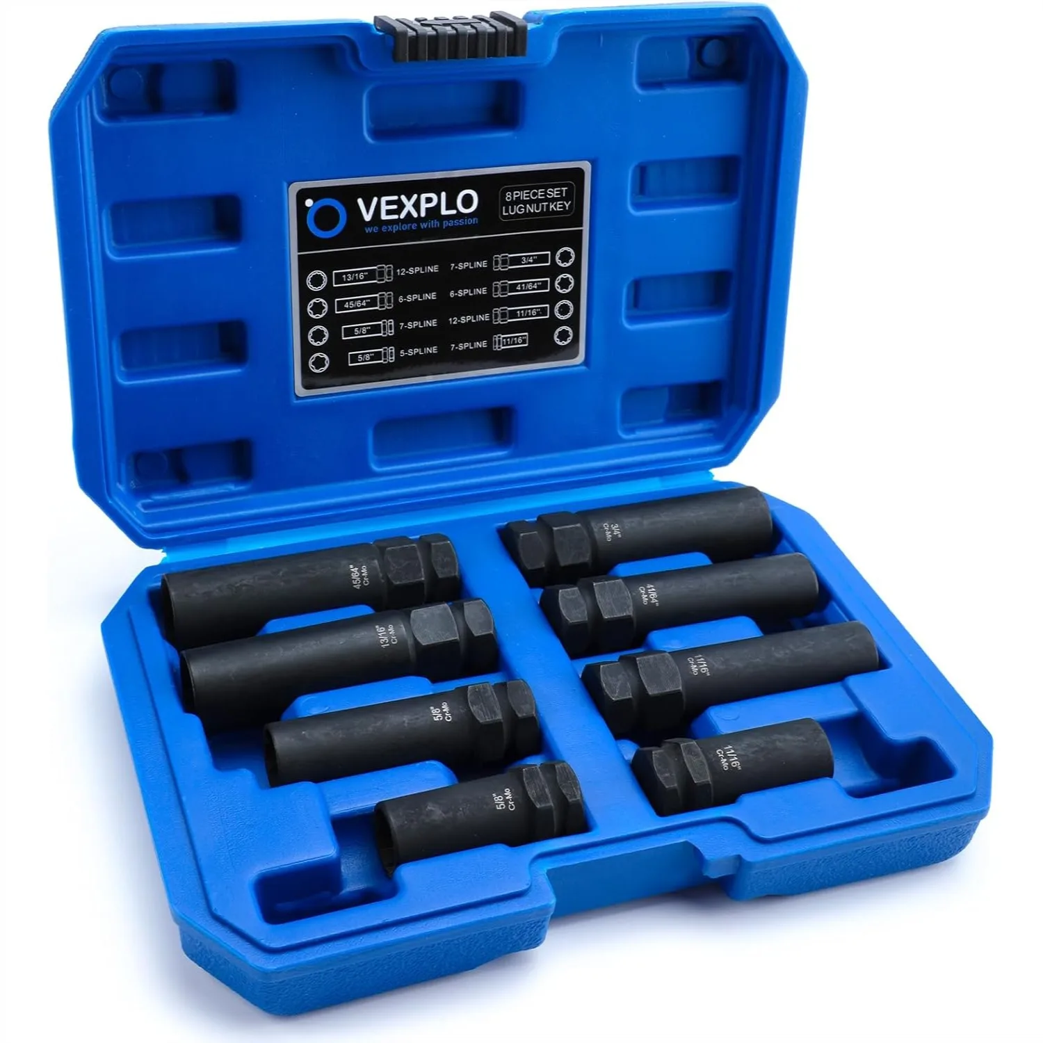 

Spline Lug Nut Socket Set, 8 Piece SAE & Metric Wheel Lock Removal Tool for Easy Removal of Aftermarket & Factory Lug Nuts