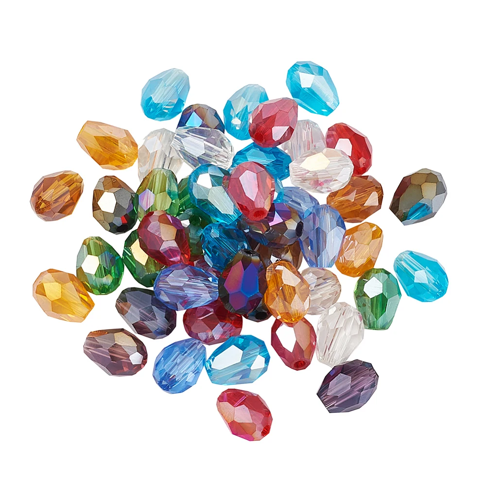 

50pcs Teardrop AB Color Plated Glass Beads Faceted Random Mix Spacer Bead for Beading Bracelet Earrings DIY Jewelry Ornament