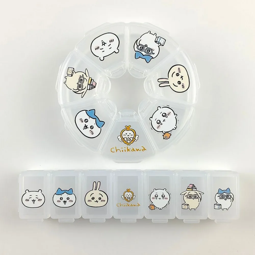 Chiikawa Pill Box Portable Divided Cute Cartoon Design for Travel Storage Suitable Medicine Earring Organizing Mini Case Gfits