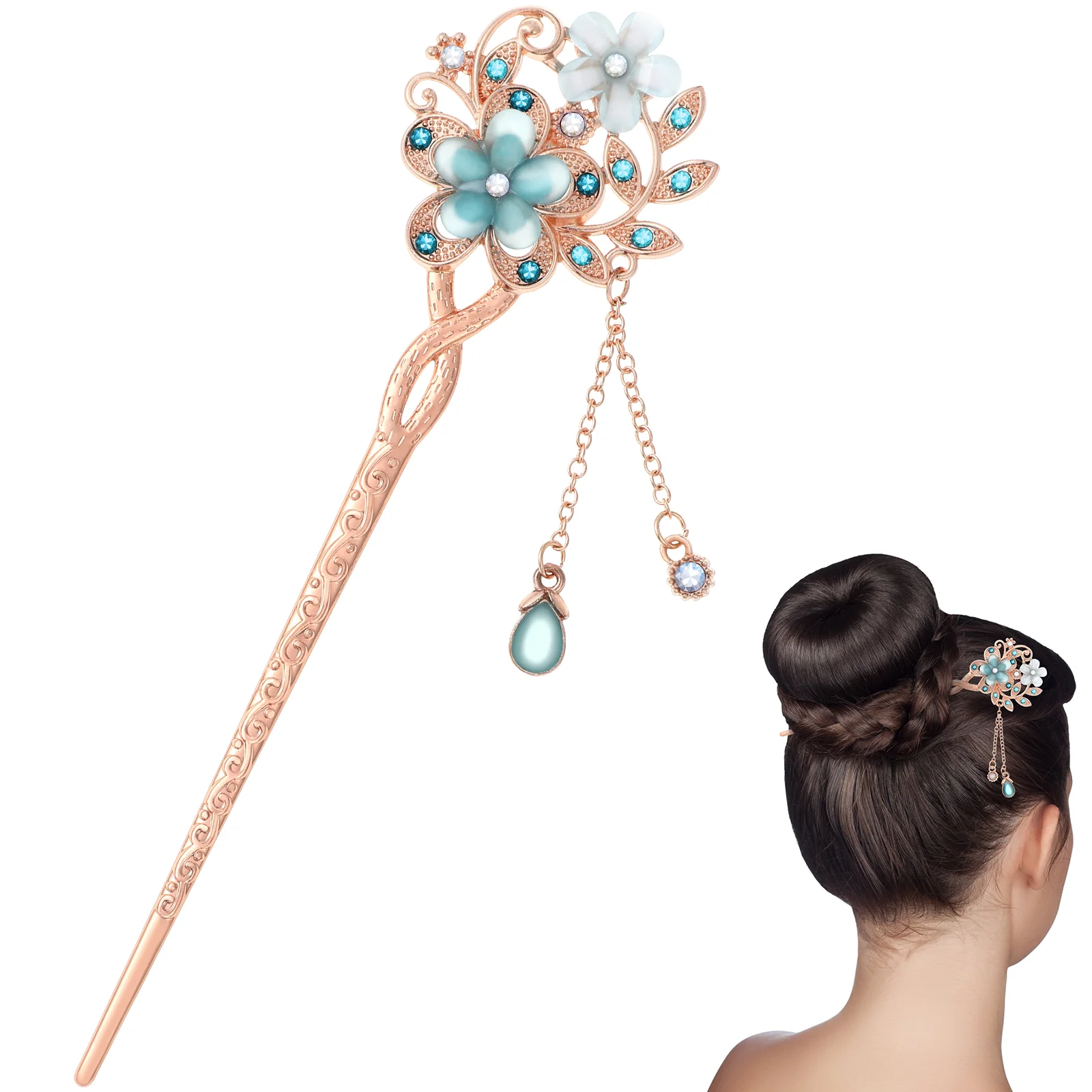 

Headgear Pins for Women Rhinestone Hair Stick Vintage Clips Chinese Sticks