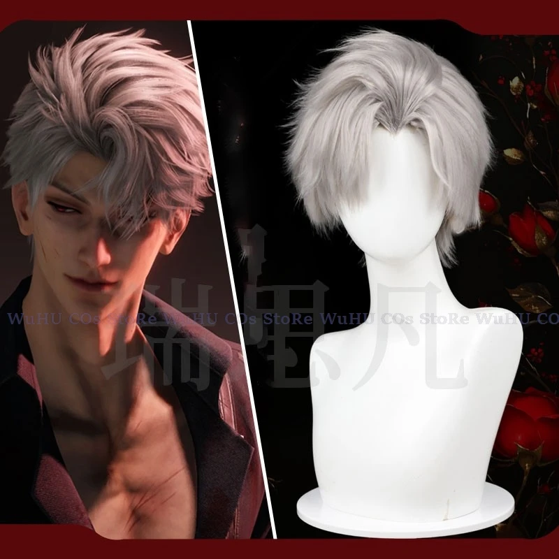 Game Love And Deepspace Cosplay Wig Sylus Front Lace Wig Sylus Qinche Cosplay Qin Che Wig Necklace Men Short Hair Roleplay Wig