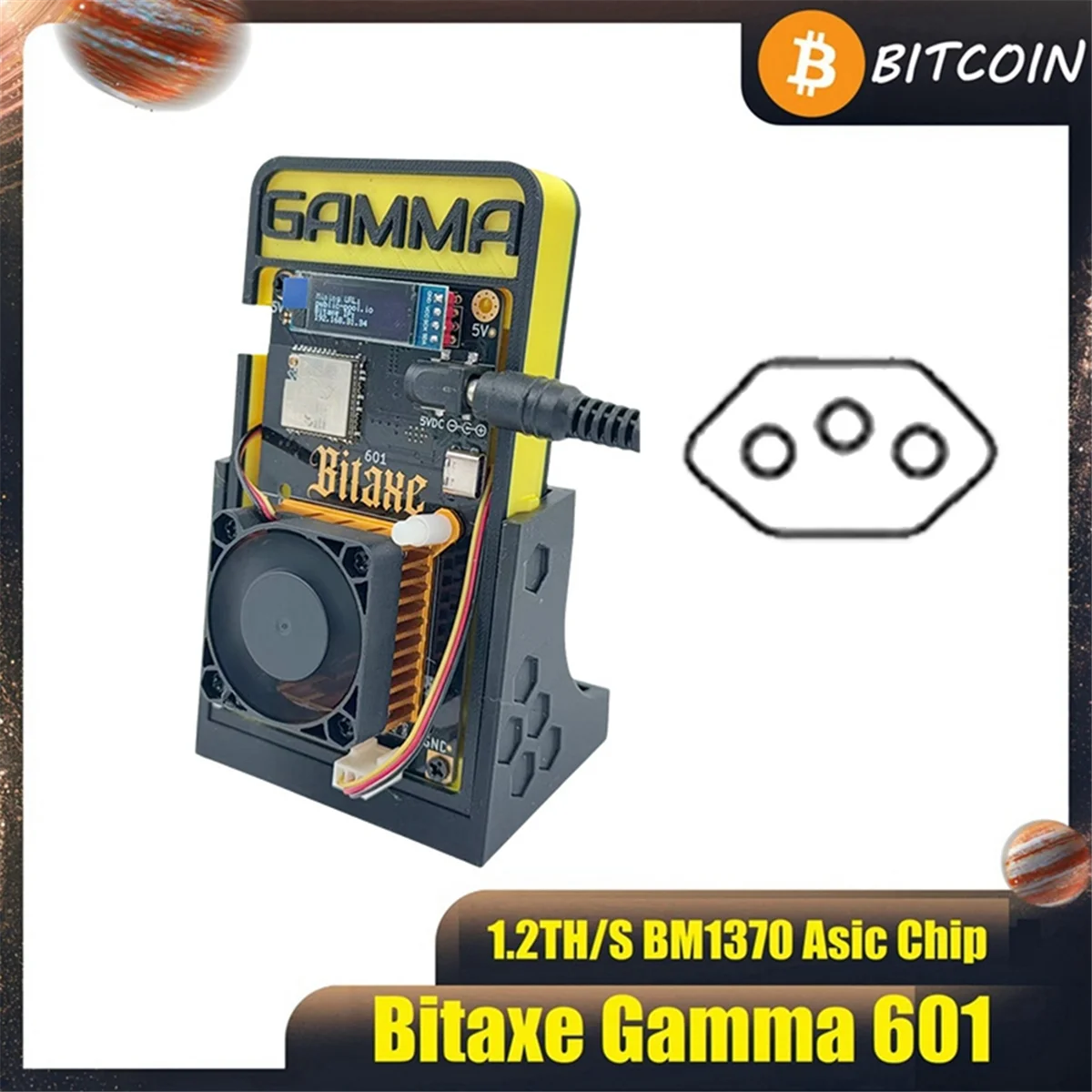 Bitaxe Gamma 1.2TH ASICGamma 601 Solo Miner 1.2TH/S BM1370 Asic Chip Bitcoin BTC Miner