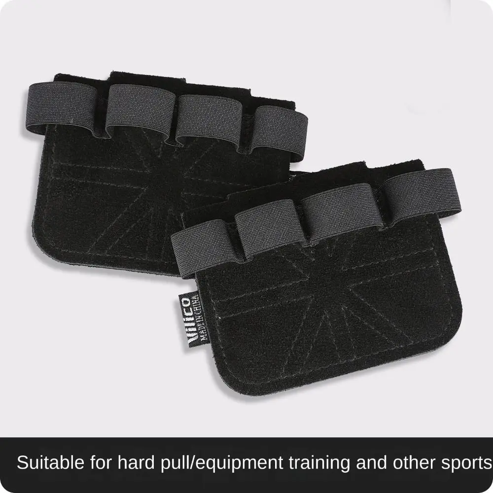 1Pair Leather Weight Lifting Training Gloves Anti-Skid Palm Protection Gym Gloves Grips Four-finger Breathable