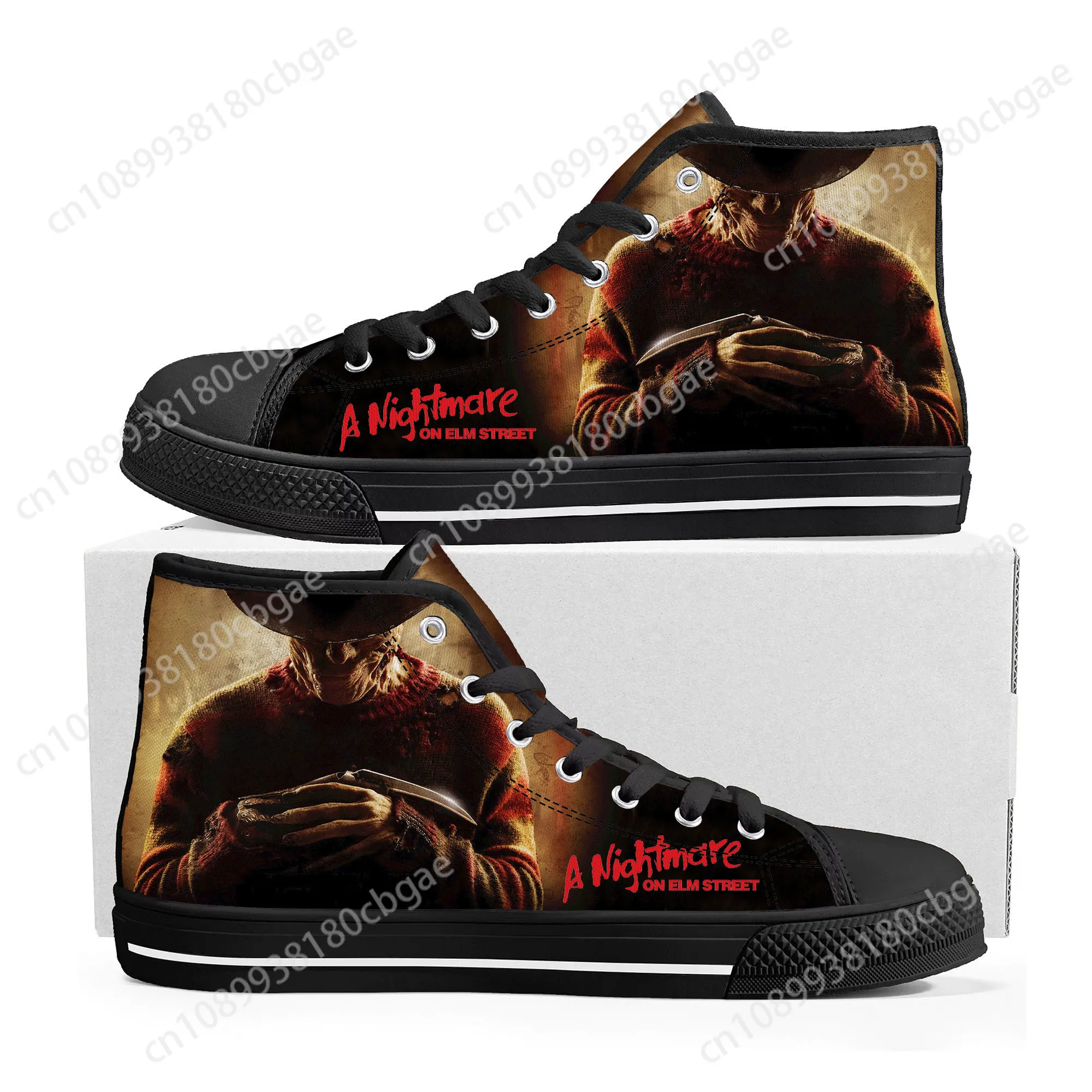 

Kruegers Street Horror Elm Scary Nightmare Freddy High Top Sneakers Mens Womens Teenager Canvas Sneaker coupleCustom Made Shoes