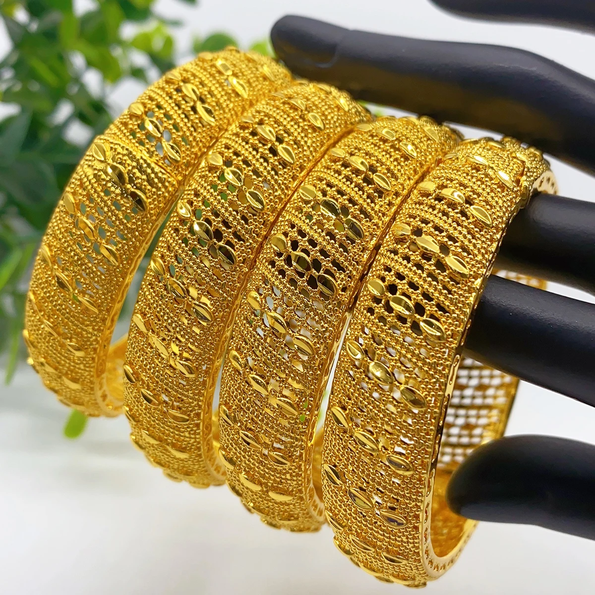 Luxury Dubai 24K Gold Plated Bangles For Women Indian African Charm Bracelets Wedding Ethiopian Arabic Hand Jewelry Party Gifts