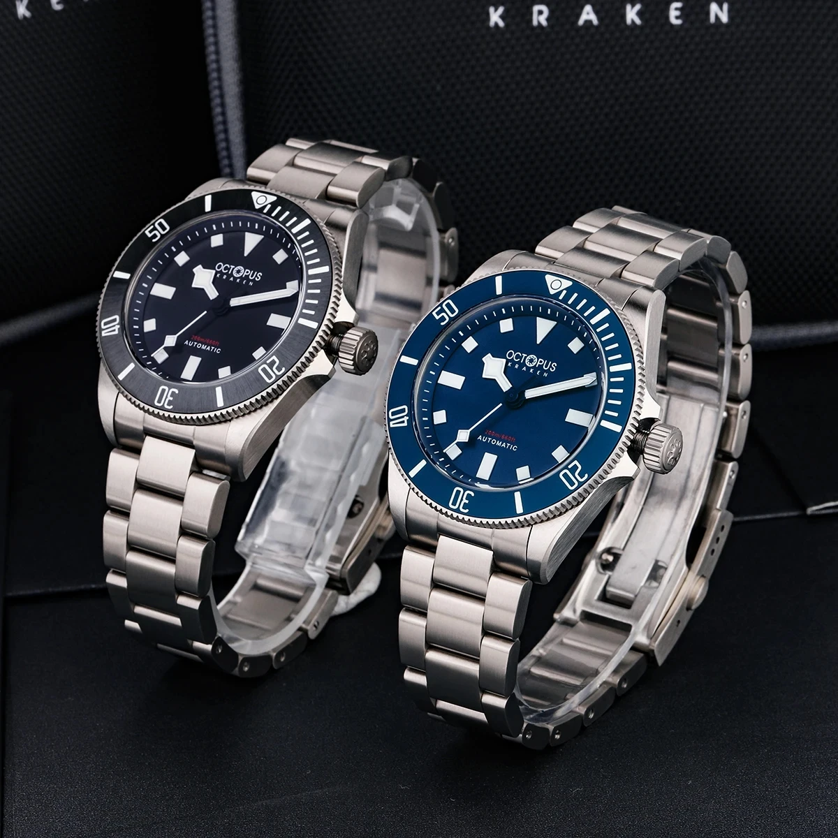Octopus kraken-自動機械式時計,デラックス,ステンレススチール,耐水性,20バーナイトグロー,39mm