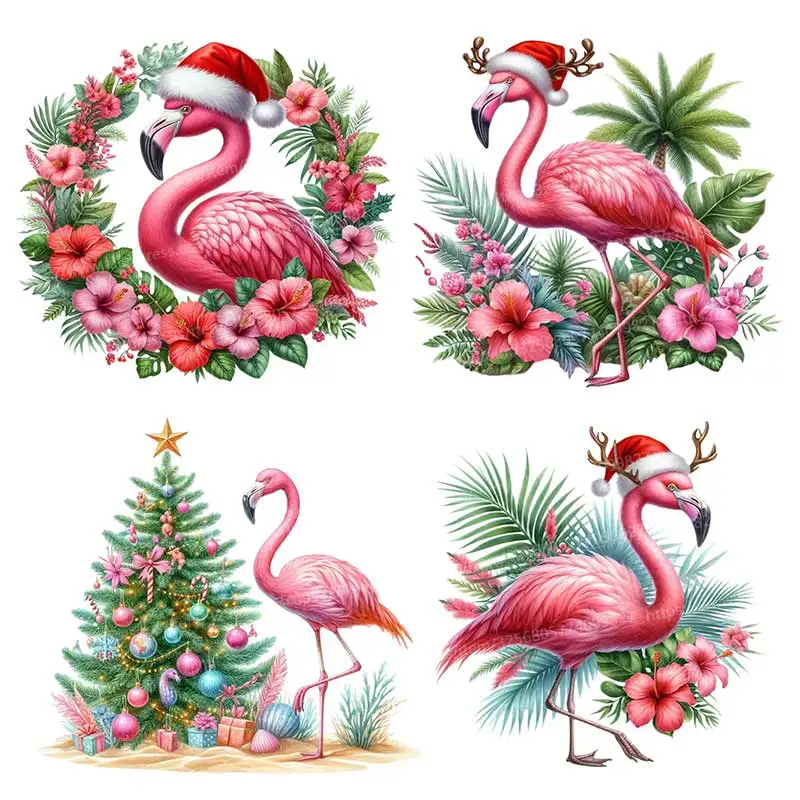 

Christmas Flamingo Wall Sticker Kids Room Decoration Mural Self-adhesive Bedroom Home Wallpaper Nursery Decor Decals M1362