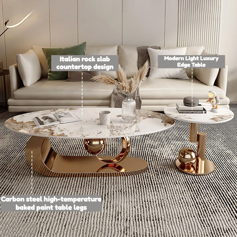 Modern Living Room Coffee Tables Luxury Metal Mechanism Nordic Oval Coffee Tables Minimalist Design Mesa Centro Furniture