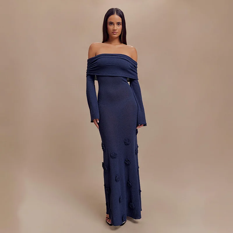

Elegant 3D Flower Sling Strap Dress Women Sexy Deep V-neck Backless Sleeveless Maxi Dresses Summer Ladies Elegant Beach Robes