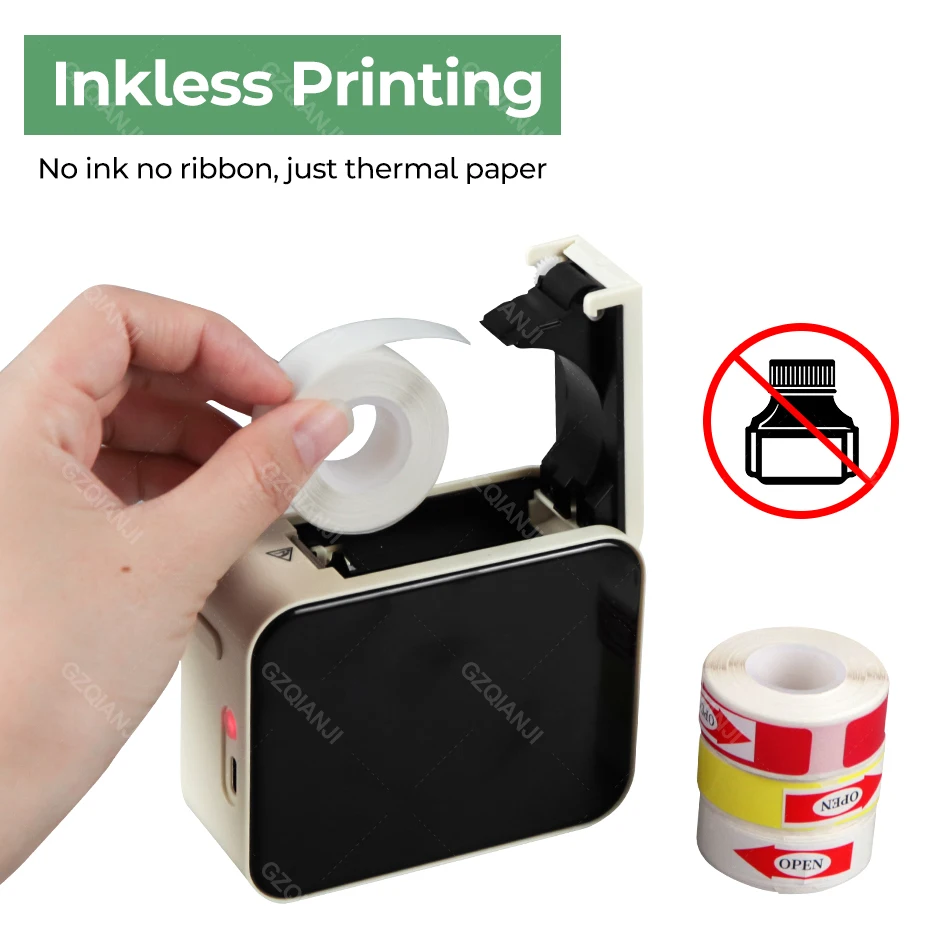 12-15mm Label Printer Home Thermal Self-adhesive Handheld Portable Bluetooth Mini Sticker Machine Include A Roll Of Label Paper