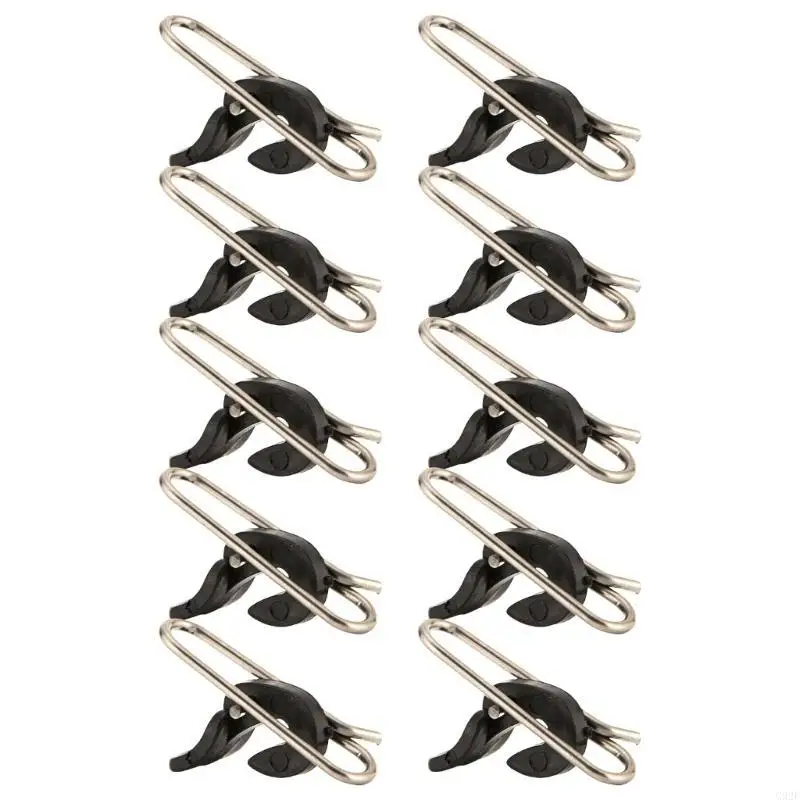 G92F 10pcs Angellinie Clip Fischerei Clip Edelstahl Fischerei -Aufprallköder Clip Clip