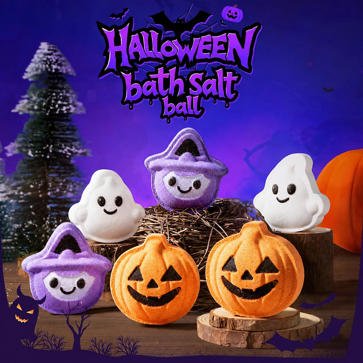 1/2/3pcs Halloween Bath Colorful Bath Ball Pumpkin, Witch, Ghost, Holiday Spa Soak Gift Sensory Play Bathtime Gift for Boys Girl