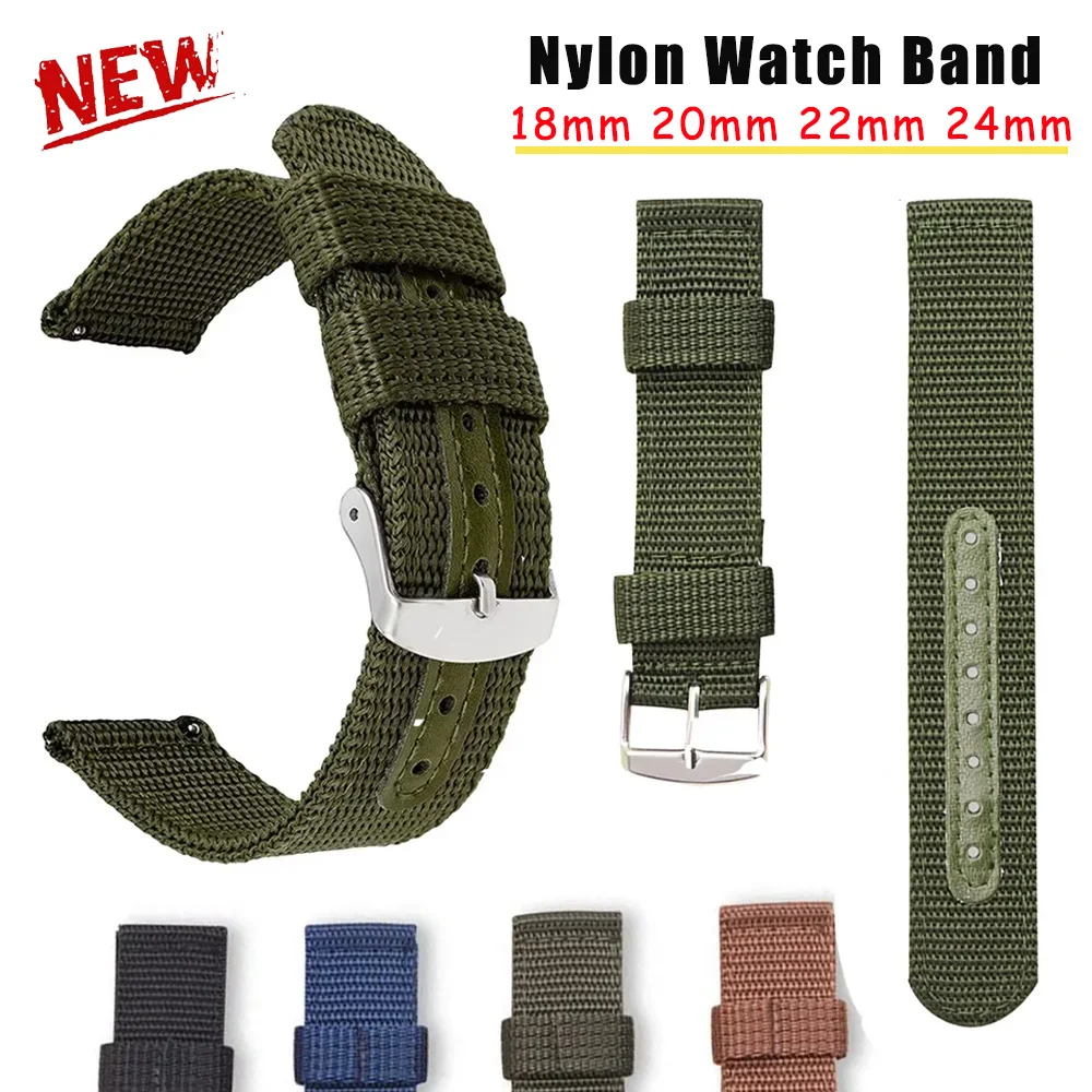 18mm 20mm 22mm 24mm Quick Release Nylon Canvas Watch Band Universal Bracelet for Samsung for Huawei for Xiaomi Sport Wrist Band