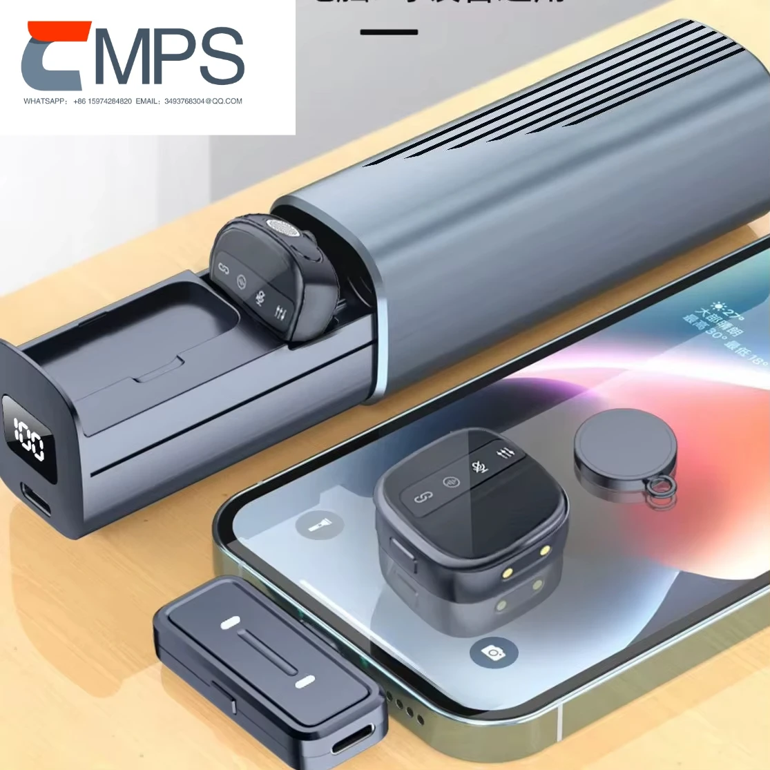 

Мини-беспроводной микрофон с двойной головкой и чехлом для зарядки для компактного дизайна интервью Vlog Video